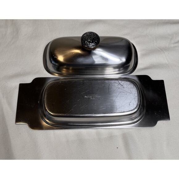 International Decorator 18-8 Stainless Set Vintage Covered Butter Dish - Picture 9 of 12